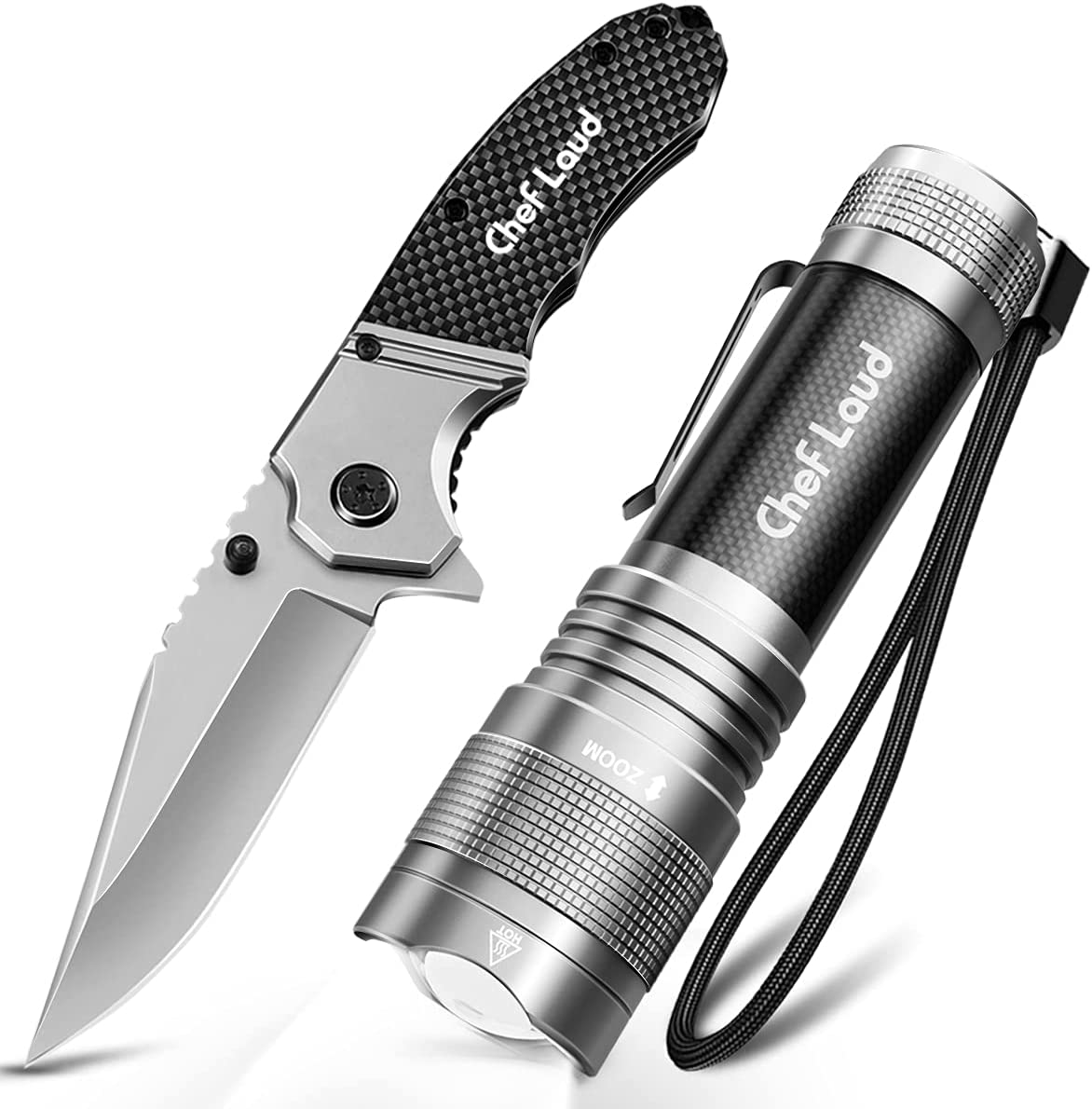 pocket knife set with flashlight
