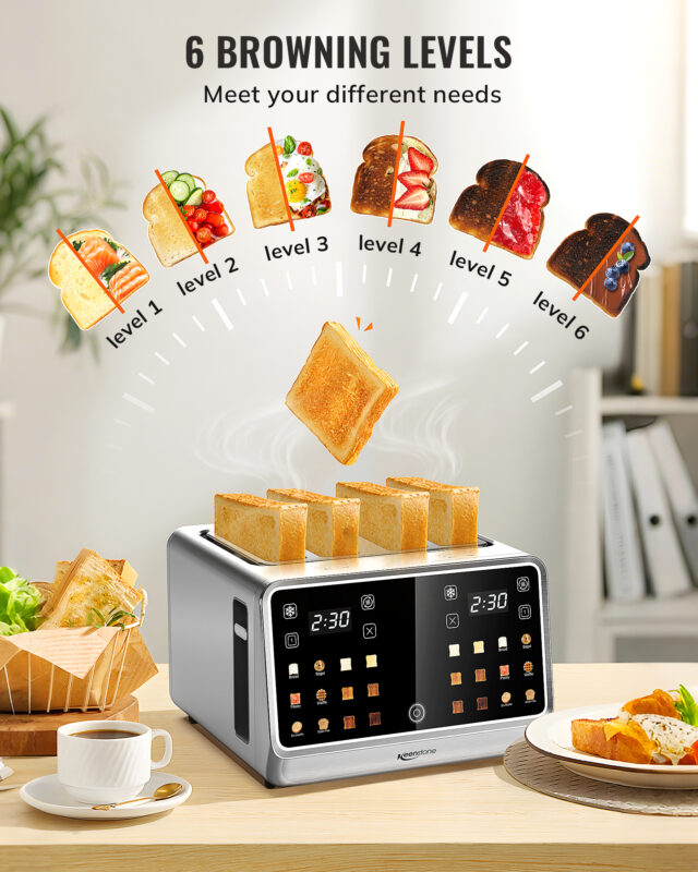 Stone Toaster Keenstone Toaster 4 Slice, Digital Smart Toaster with TouchScreen, Dual ...